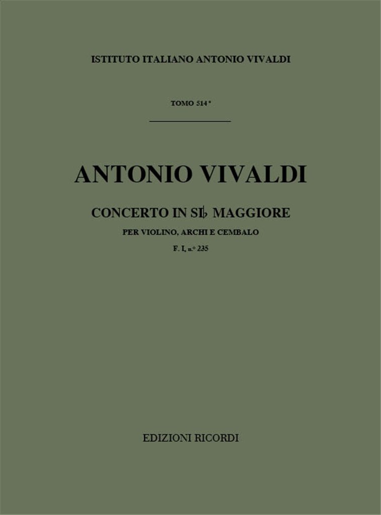 Concerti Per Vl., Archi E B.C.: In Si Bem. Rv 381